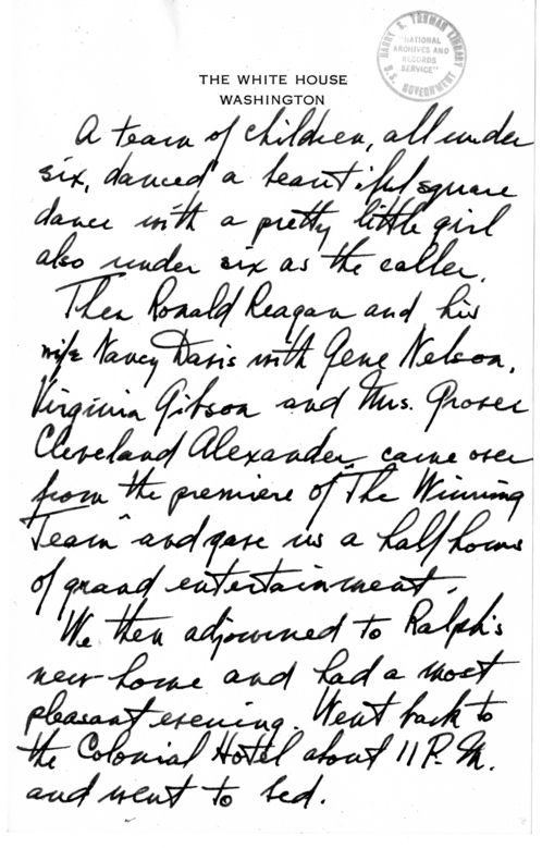 Longhand Note of President Harry S. Truman