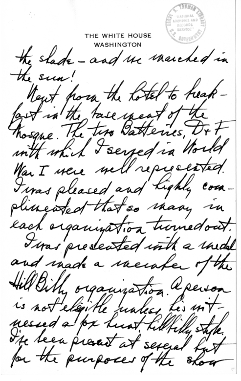 Longhand Note of President Harry S. Truman