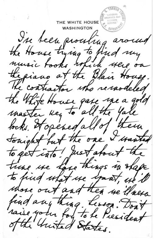 Longhand Note of President Harry S. Truman