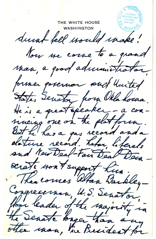 Longhand Note of President Harry S. Truman