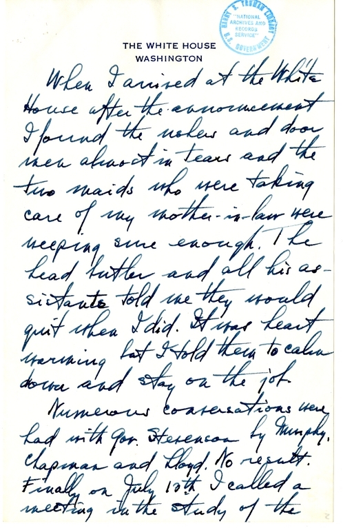 Longhand Note of President Harry S. Truman