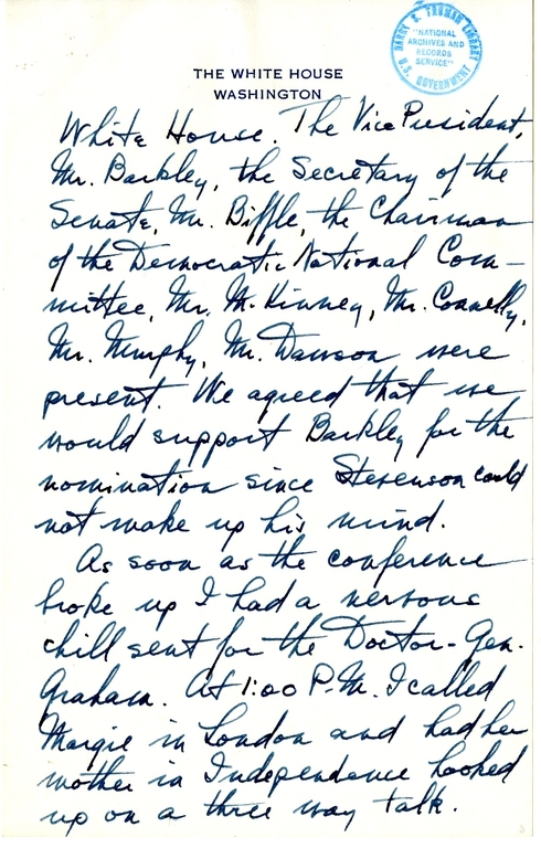 Longhand Note of President Harry S. Truman