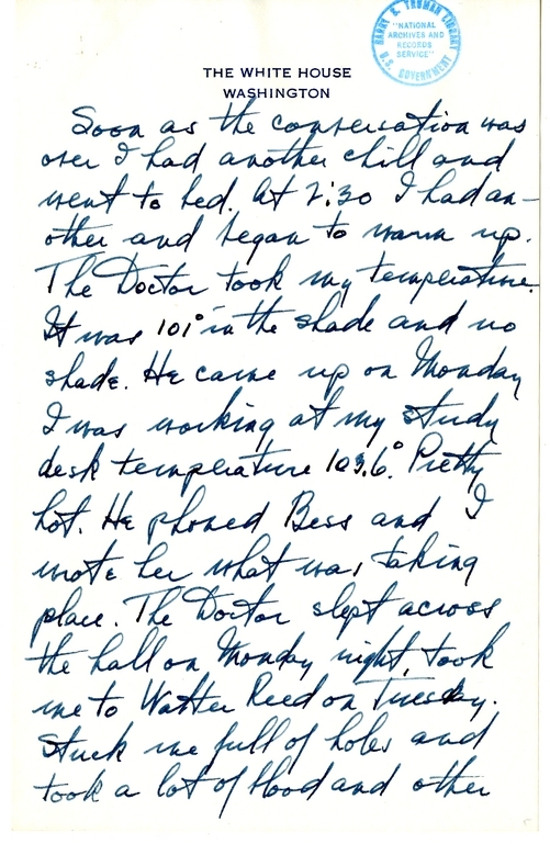 Longhand Note of President Harry S. Truman