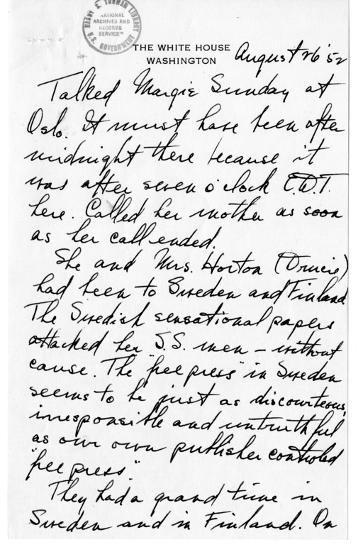 Longhand Note of President Harry S. Truman