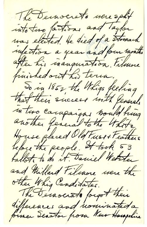 Longhand Note of President Harry S. Truman