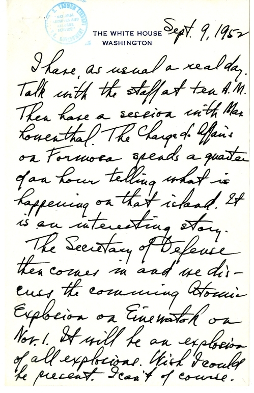 Longhand Note of President Harry S. Truman