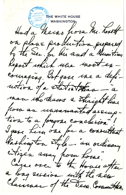 Longhand Note of President Harry S. Truman