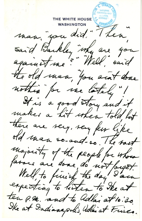 Longhand Note of President Harry S. Truman