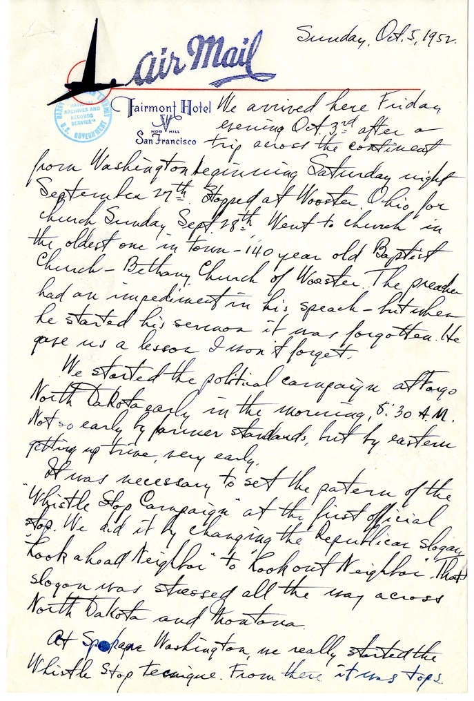 Longhand Note of President Harry S. Truman