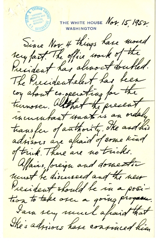 Longhand Note of President Harry S. Truman