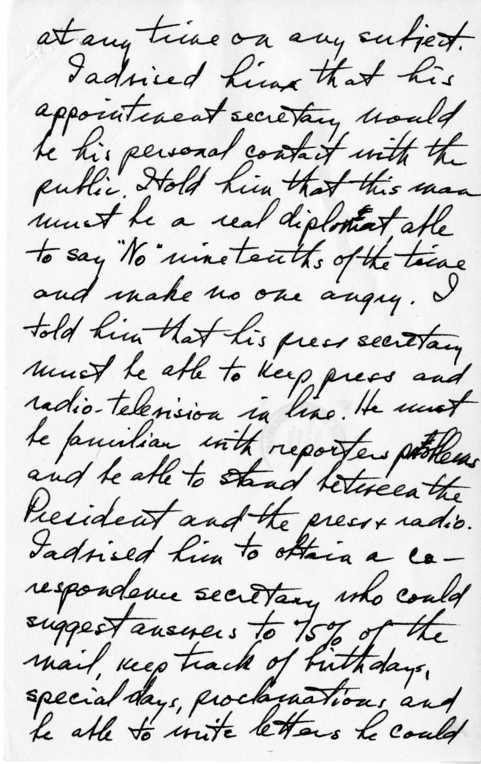 Longhand Note of President Harry S. Truman