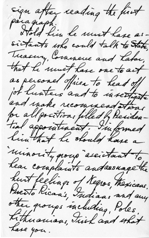 Longhand Note of President Harry S. Truman