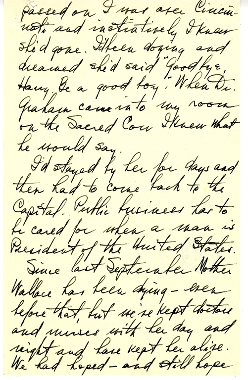 Longhand Note of President Harry S. Truman