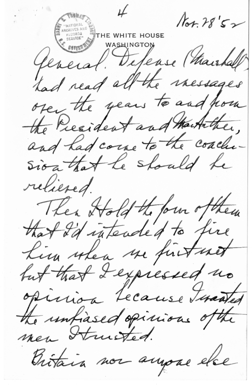 Unsent Letter from President Harry S. Truman to John T. O'Rourke