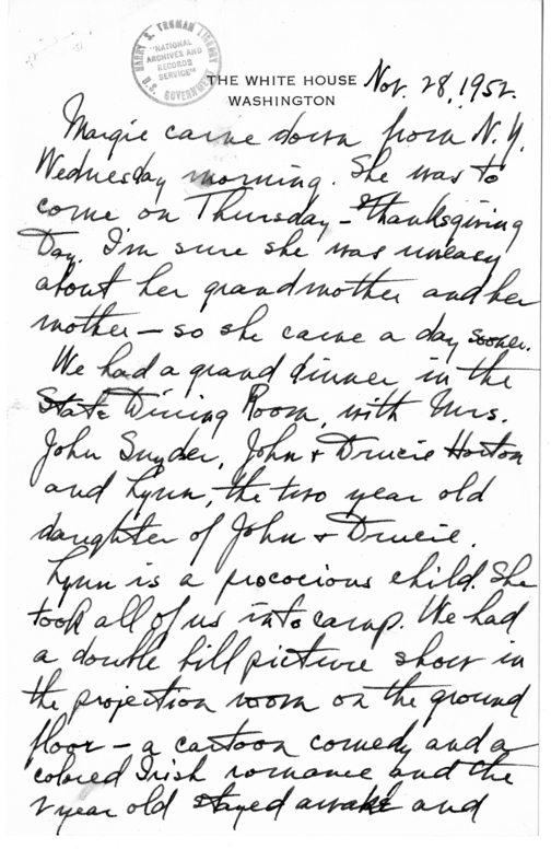 Longhand Note of President Harry S. Truman