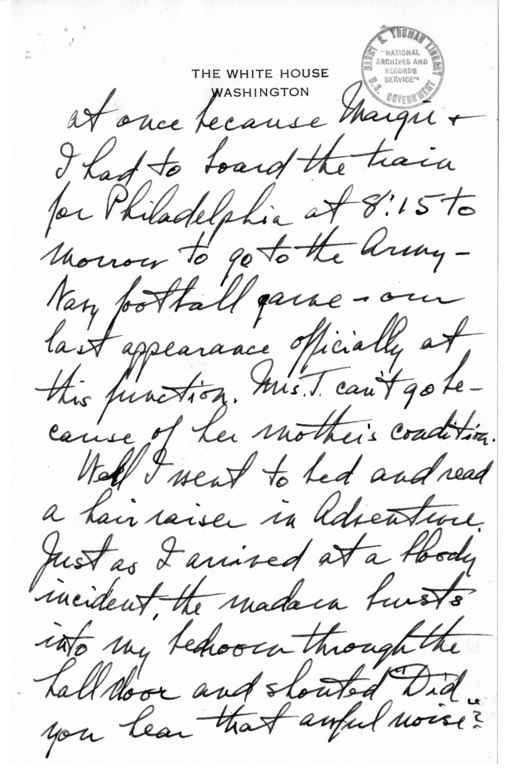 Longhand Note of President Harry S. Truman