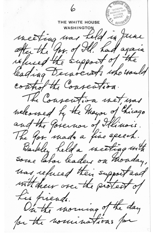 Longhand Note of President Harry S. Truman