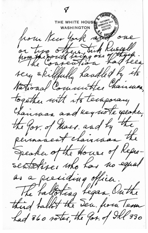 Longhand Note of President Harry S. Truman