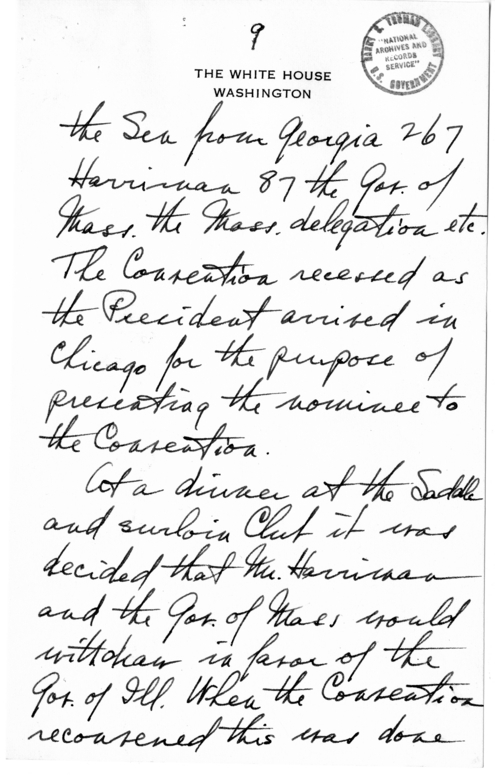 Longhand Note of President Harry S. Truman