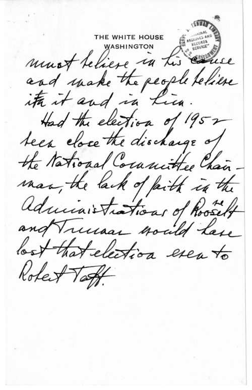 Longhand Note of President Harry S. Truman