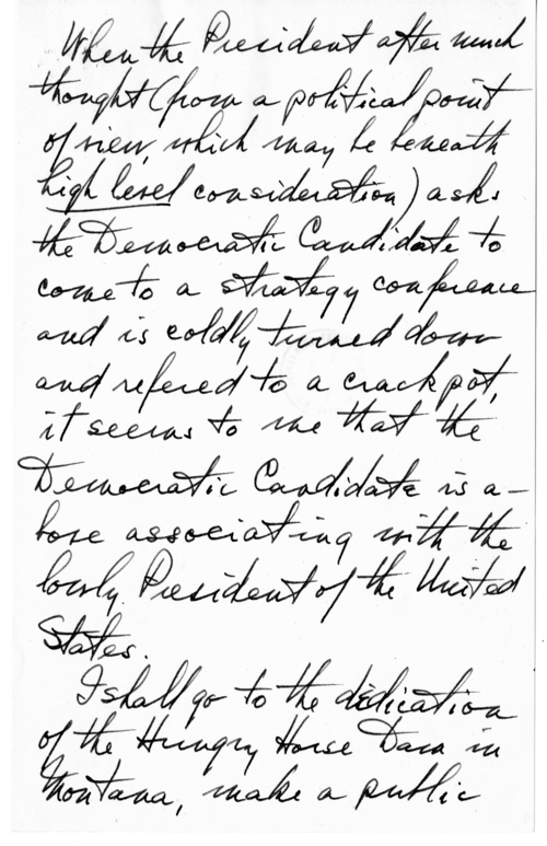 Unsent Draft Letter from President Harry S. Truman to Adlai Stevenson