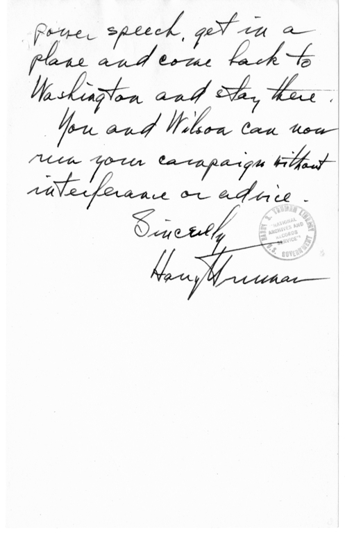 Unsent Draft Letter from President Harry S. Truman to Adlai Stevenson