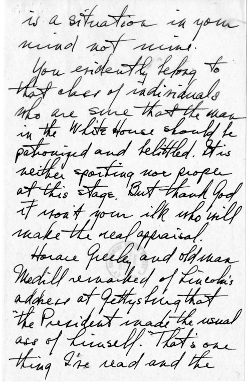 Longhand Note of President Harry S. Truman