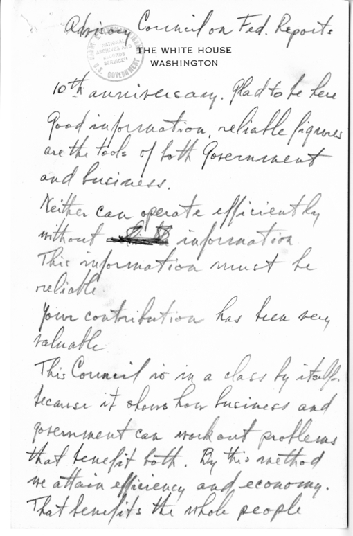 Longhand Note of President Harry S. Truman