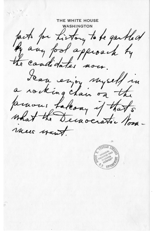 Longhand Note of President Harry S. Truman