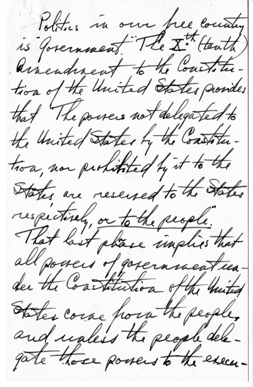 Longhand Note of President Harry S. Truman
