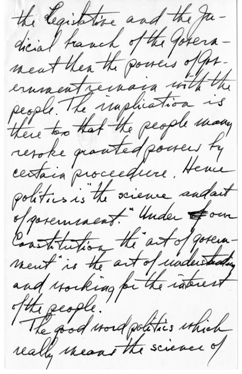 Longhand Note of President Harry S. Truman