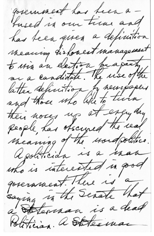 Longhand Note of President Harry S. Truman