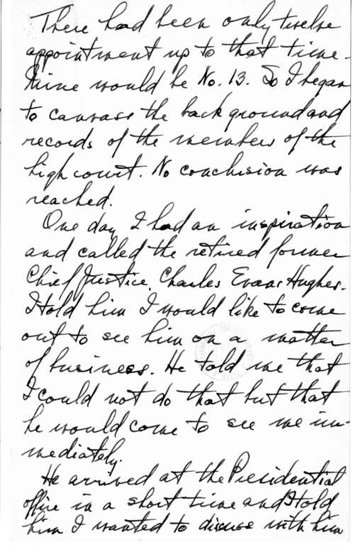 Longhand Note of President Harry S. Truman