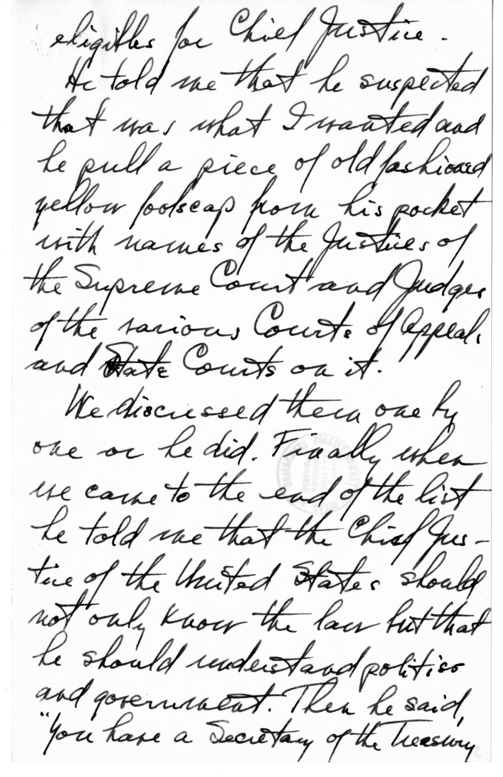 Longhand Note of President Harry S. Truman