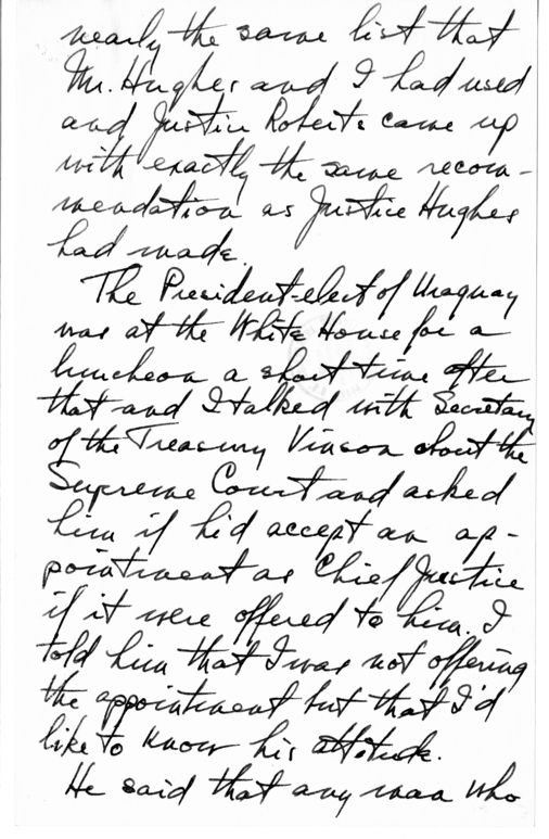 Longhand Note of President Harry S. Truman