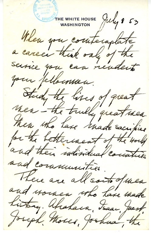 Longhand Note of Former President Harry S. Truman