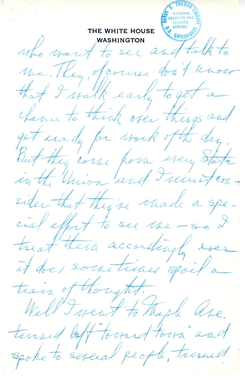 Longhand Note of Former President Harry S. Truman