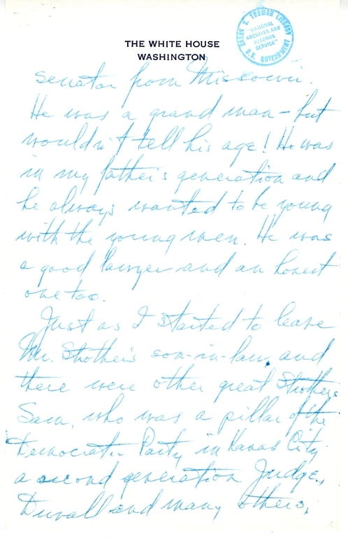 Longhand Note of Former President Harry S. Truman