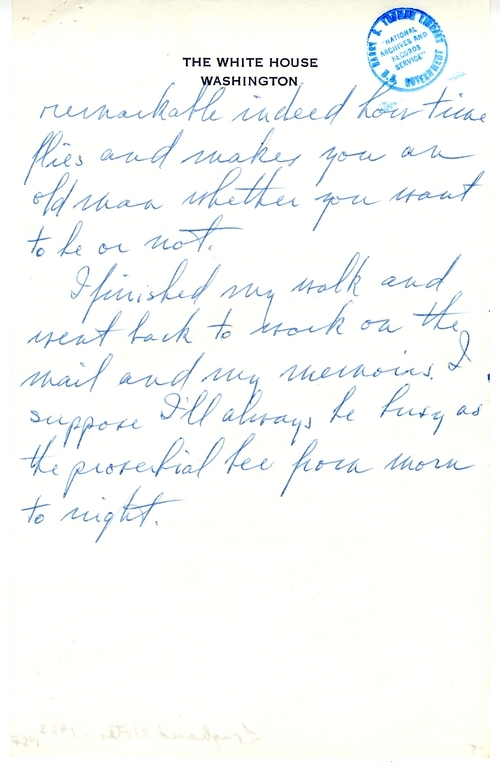 Longhand Note of Former President Harry S. Truman