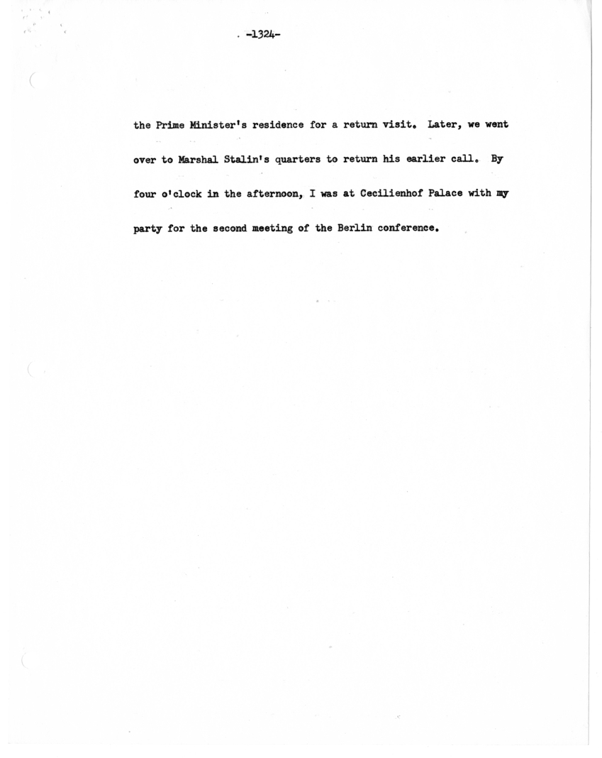 Typed Note and Memoir Draft of Former President Harry S. Truman