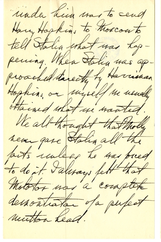 Longhand Note of Former President Harry S. Truman