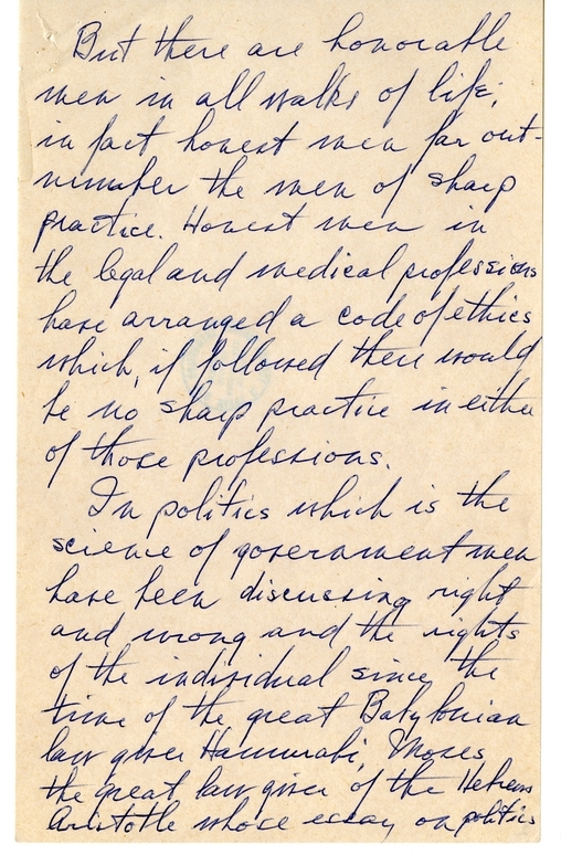 Longhand Note of Former President Harry S. Truman