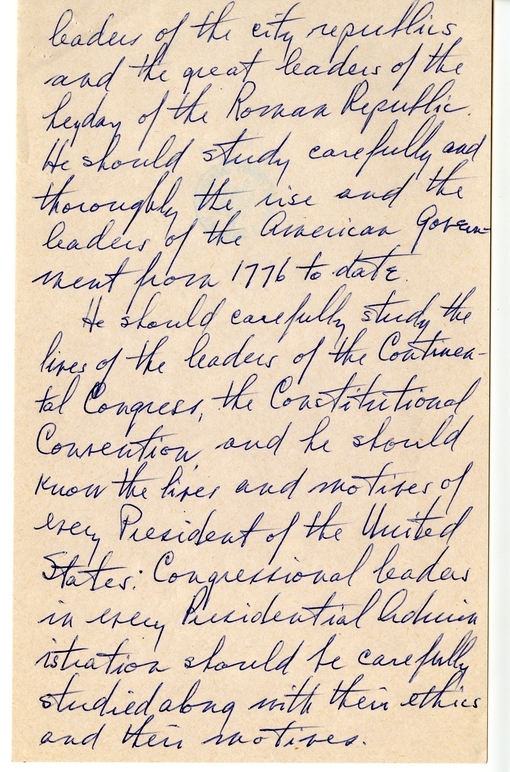 Longhand Note of Former President Harry S. Truman