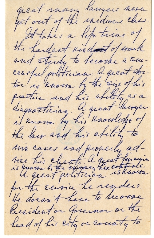 Longhand Note of Former President Harry S. Truman