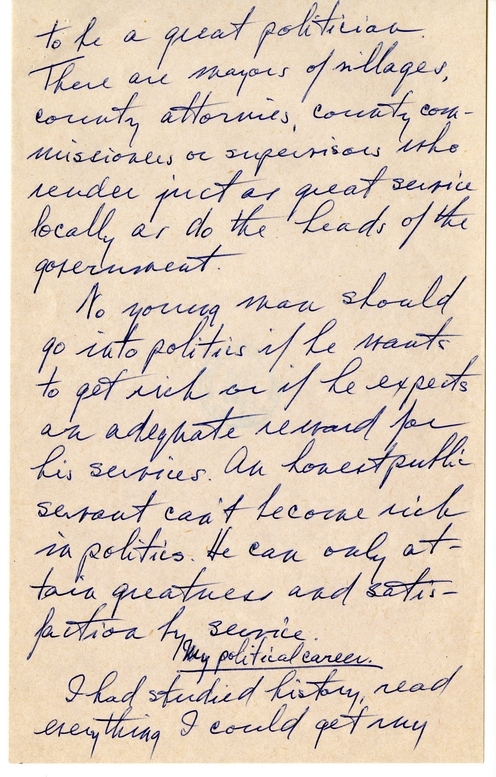 Longhand Note of Former President Harry S. Truman