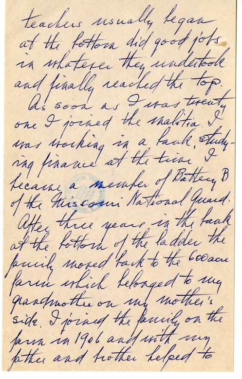 Longhand Note of Former President Harry S. Truman