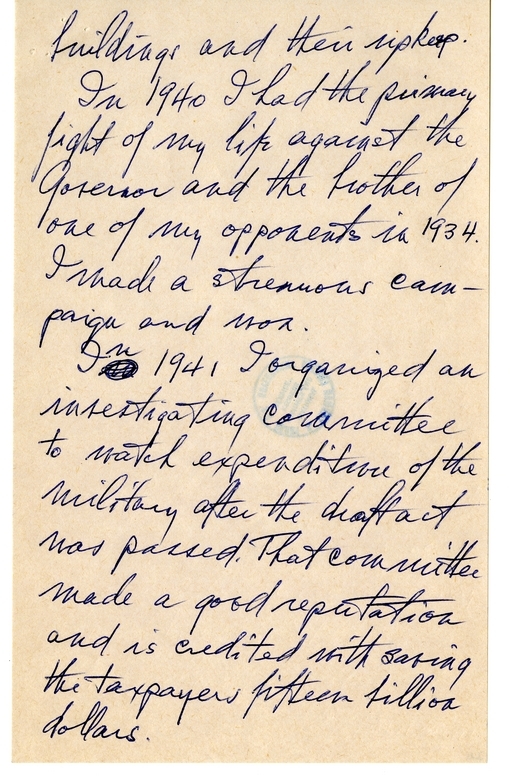 Longhand Note of Former President Harry S. Truman