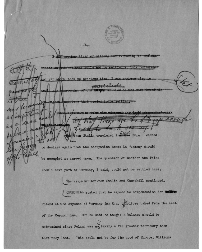 Typed Memoir Draft of Former President Harry S. Truman