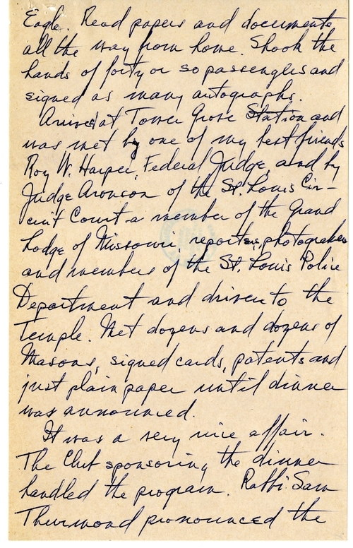 Longhand Note of Former President Harry S. Truman