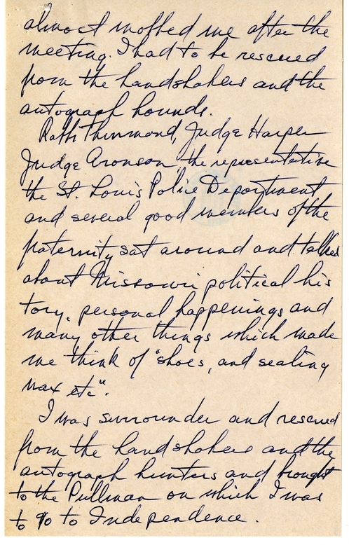 Longhand Note of Former President Harry S. Truman